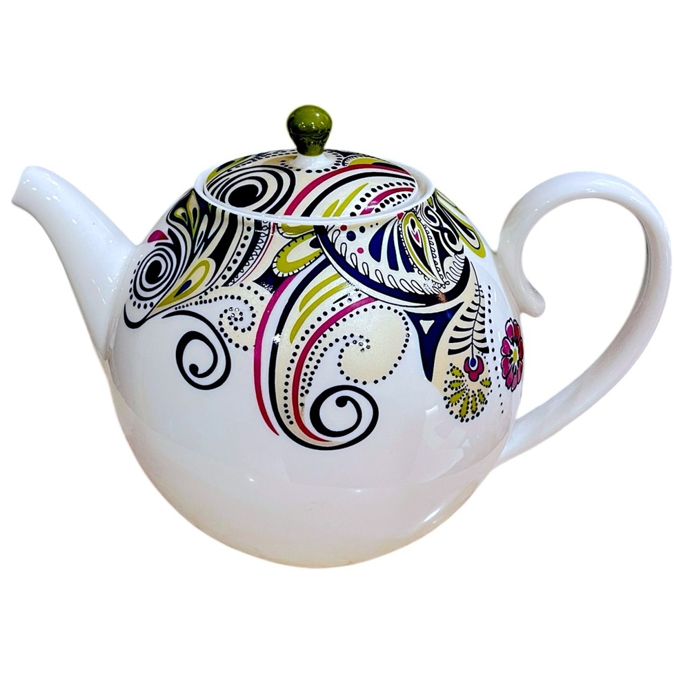 Colorful Denby Monsoon Cosmic Fine China England Teapot ~ A Rare Vintage Gem - Picture 2 of 16
